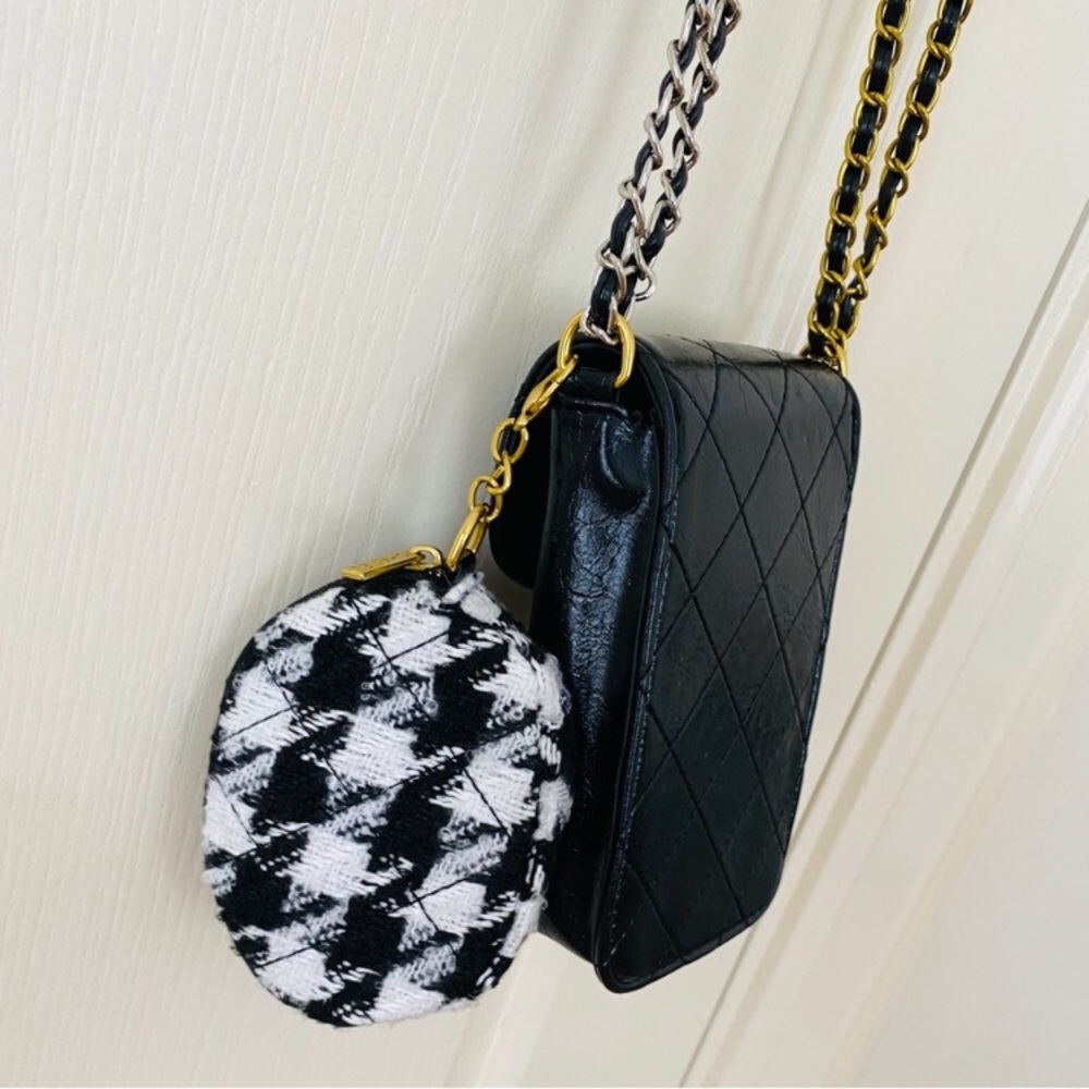 Brand New Chanel Makeup Trio Set Black Shoulder Bag with Tweed Coin Pouch - Picture 9 of 15